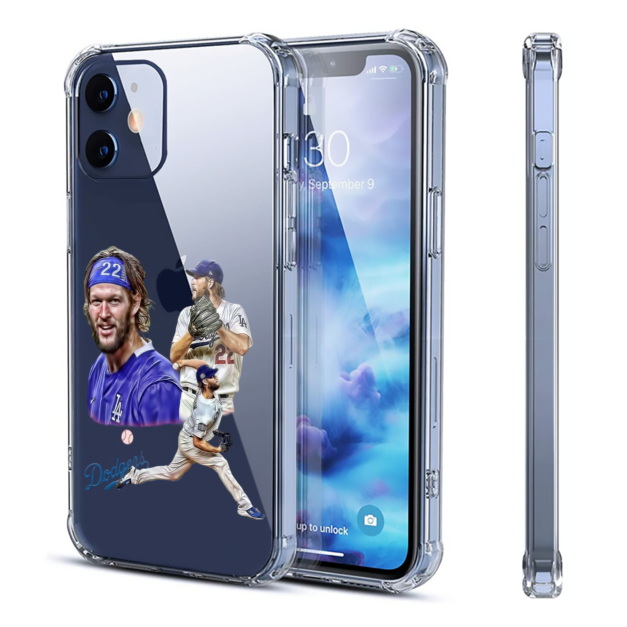 Clayton Kershaw 6 Clear IPhone 12 Case – Soft TPU With UV Print – Enhanced Drop Protection, Precise Fit, Anti-Fingerprint, Customizable Design, Scratch-Resistant, Yellow-Resistant